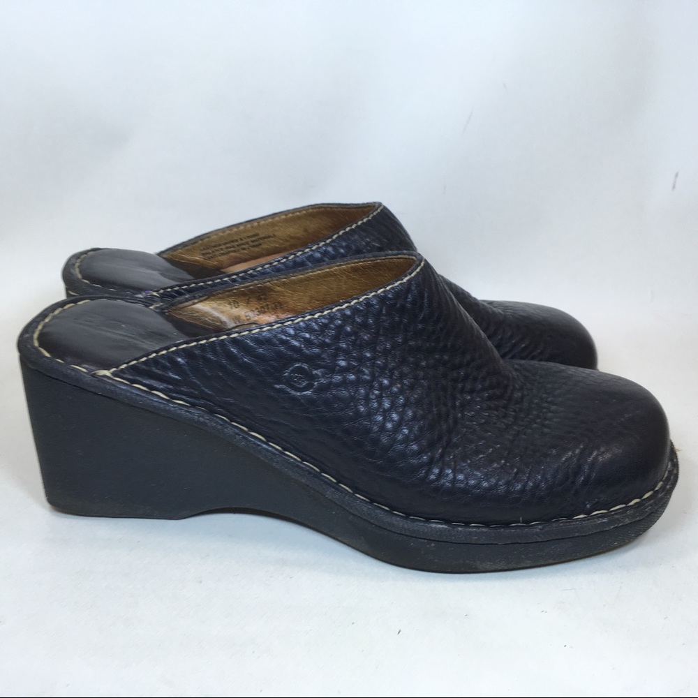 Women's Born black leather wedge mules sz 10 M/W